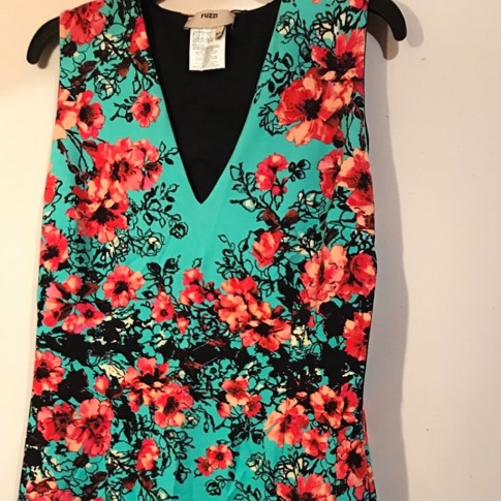 FUZZI XL Floral Dress - Turquoise/Red/Black